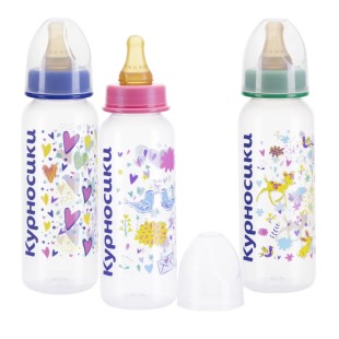 Бутылочка Курносики 250мл с латексной молочной соской 0+ ( арт 11088)