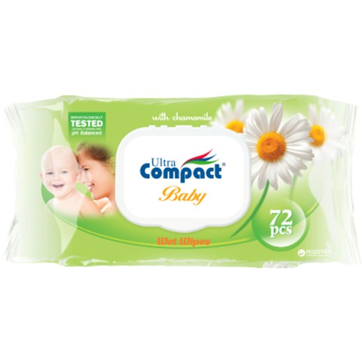 Салфетки влажные Ultra compact №72 Ромашка Детские с крышечкой