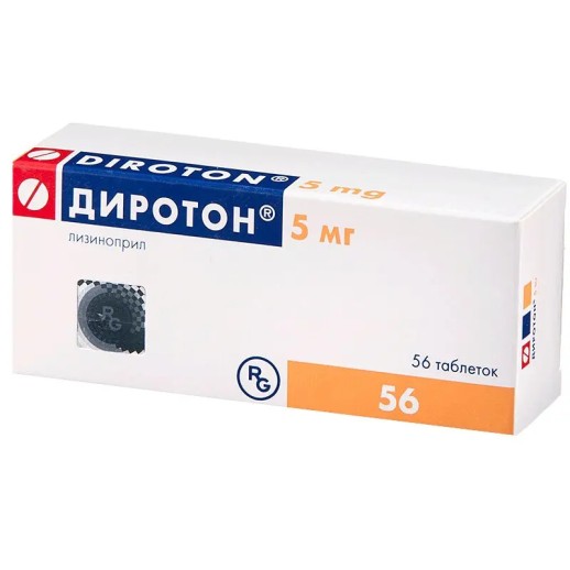 Диротон 5 мг №56 таб. (Лизиноприл)