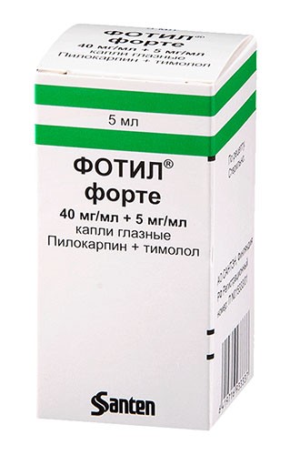 Фотил Форте 4% 5мл глаз. капли (пилокарпина г/х 40мг/1мл + тимолол 5мг/1мл)