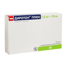 Диротон Плюс 10мг/1,5мг №28 капс.с модифиц. высвобождением (Лизиноприл+Индапамид)
