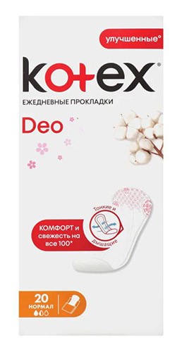 Прокладки Котекс ежедневные DEO Нормал Fresh №20 (1,5 кап)