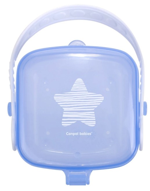 CANPOL - Контейнер для пустышки Розовое сердце, Голубая звезда