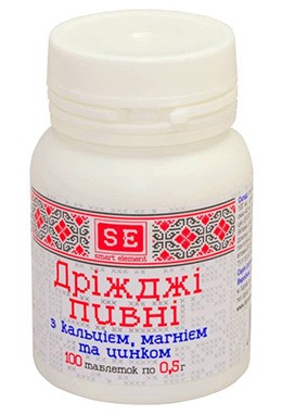 Пивные дрожжи с Кальцием, Магнием, Цинком 0,5г №100