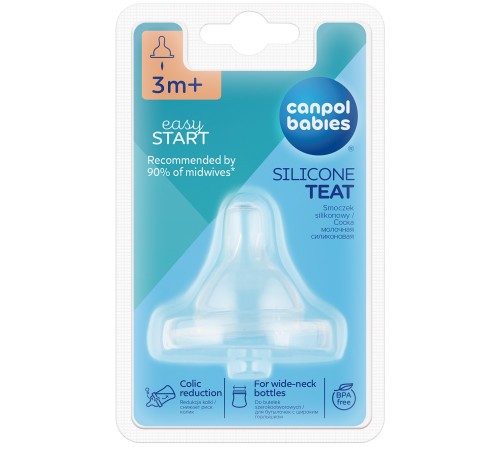 CANPOL - Соска силиконовая антиколиковая переменный поток (1 шт)