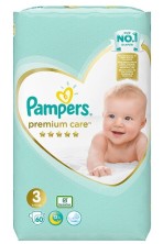Подгузники Памперс Premium Care Вали пак №3/60 (5-9кг) Миди