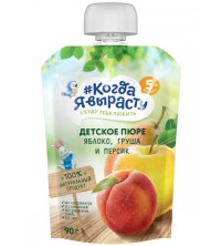 КЯВ пюре Яблоко-Персик-Груша 90г (пауч)