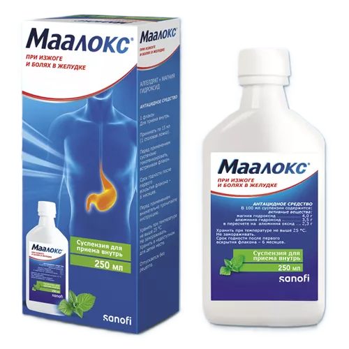 Маалокс 250мл суспензия для приема внутрь со вкусом Мяты