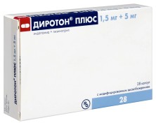 Диротон Плюс 5мг/1 5мг №28 капс.с модифиц. высвобождением (Лизиноприл+Индапамид)