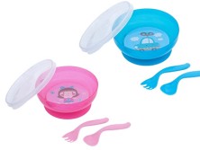 CANPOL - Тарелка на присоске с крышкой+ложка+вилка 350мл