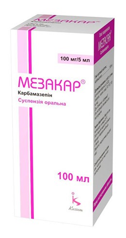 Мезакар 100мг/5мл 100 сусп.д/приема внутрь (Карбамазепин)