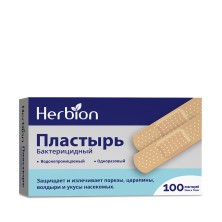 Лейкопластырь Herbion 19мм х 72мм №100 бактерицидный, водонепроницаемый,одноразовый
