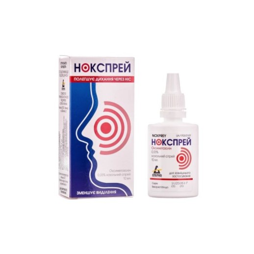 Нокспрей 0,05% 10мл спрей наз.(оксиметазолин, ментол, камфора, эвкалиптол)
