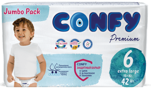 КОНФИ - Подгузники детские Premium Extra Large 6 №42 (15+кг)