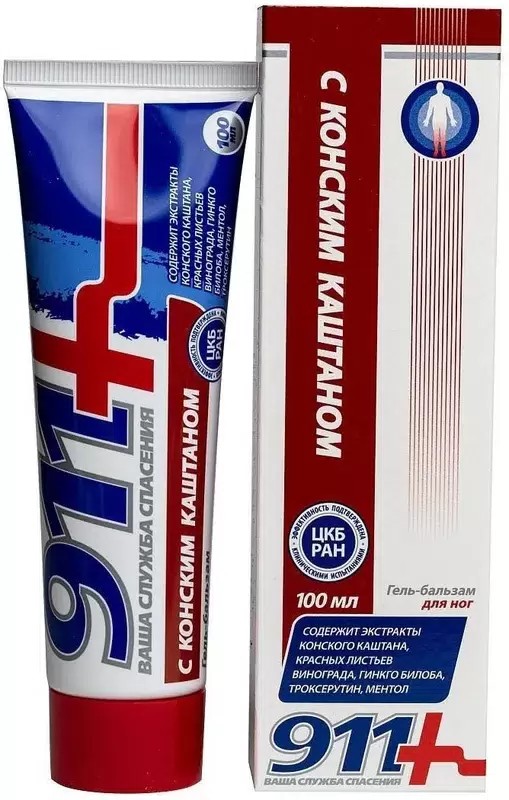 911 Конский каштан гель-бальзам для ног 100мл