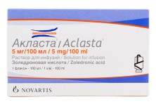 Акласта 5мг/100мл, р-р для инфузий (золедроновая кислота)