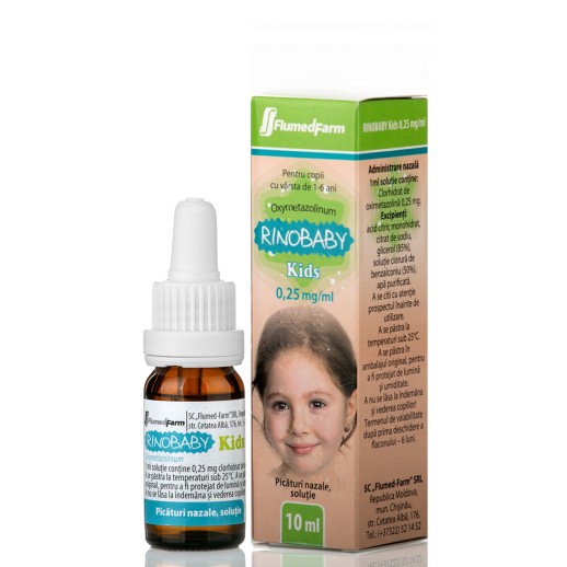 Рино-Беби Кидс 0,025% 10мл капли назальные для детей 1-6 лет (Оксиметазолин)