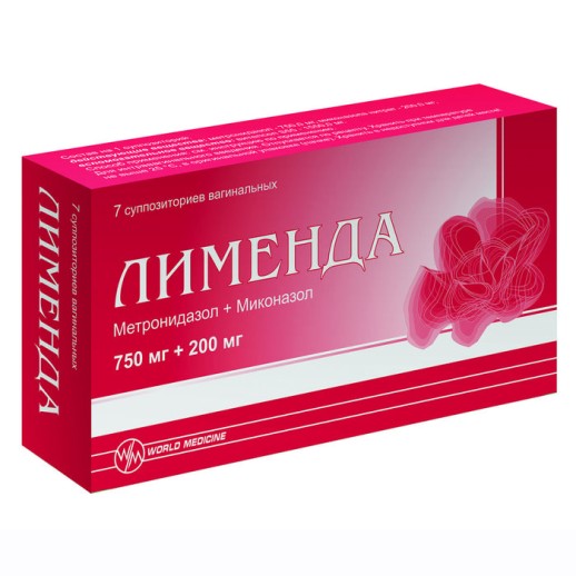 Лименда 750/200мг №7 супп.ваг (метронидазол + миконазол)