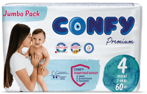 КОНФИ - Подгузники детские Premium Maxi 4 №60 (7-14кг)