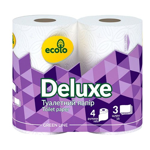 Туалетная бумага ECOLO 3-х слойная Deluxe №4 рулона