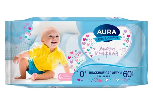 Салфетки влаж. АУРА Ультра Комфорт Детские №60 Запаска