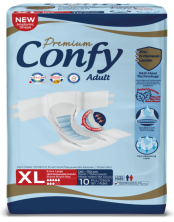 CONFY - Подгузники для взрослых Premium Adult №10 (размер-XL) талия: 120-170 см 8 капель