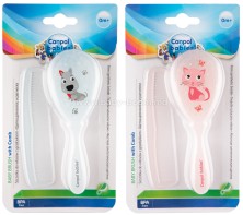 CANPOL - Щетка для волос (твердая щетина) + расческа Милые Зверята