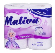 Туалетная бумага Maliva Romance 3-х слойная №4 рулона (парфюм)