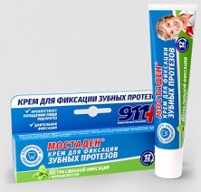 911 Мостаден крем для фиксации зубных протезов. Экстрасильная фиксация (Мятн.вкус) 40мл