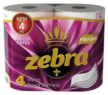 Туалетная бумага Zebra Perfume 4-х слойная №4 рулона