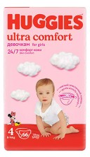 Подгузники Хаггис Ультра Комфорт д/девочек №4/66шт (8-14кг)