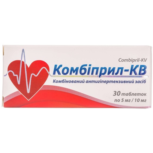 Комбиприл 5мг/10мг №30 таб.(Амлодипин+Лизиноприл)