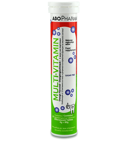 АбоФарма МультиВитамины со вкусом Апельсина №20 таб.шипучие