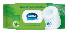 Туалетная бумага AURA Ultra Comfort влажная (80 шт.) Алоэ Вера с клапаном