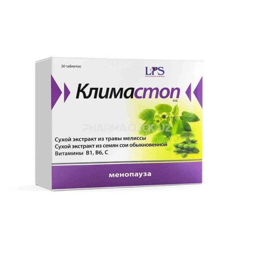 Климастоп №30 таб. (Магний, Мелисса лекарственная, Экстракт сои, Витамин С, Витамин В6, Витамин В1)