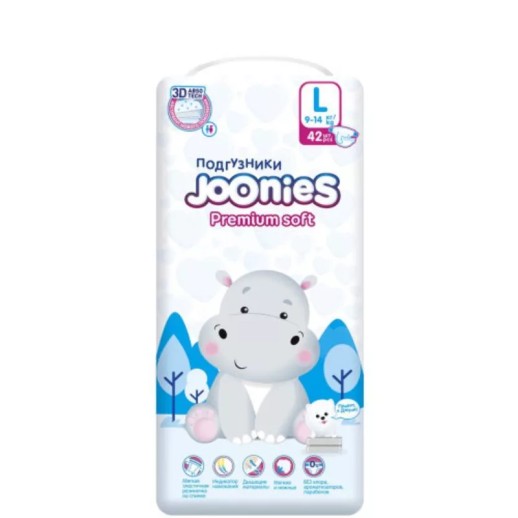 Подгузники JOONIES Premium Soft L №42 (9-14кг)