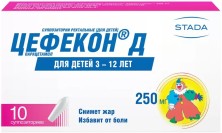 Цефекон Д (парацетамол) 250мг №10 супп. для детей с 3-х до 12лет