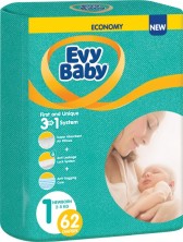 Подгузники Эви Бэби Newborn 2-5кг №1 (62 шт) ЭкономПак