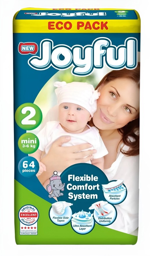 Подгузники JOYFUL Mini №64 (3-6кг) р-р 2