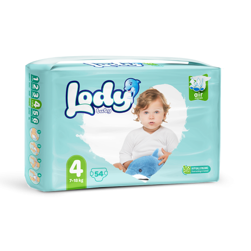 Подгузники LODY AIR Maxi 4 №54 (7-18кг) JUMBO PACK