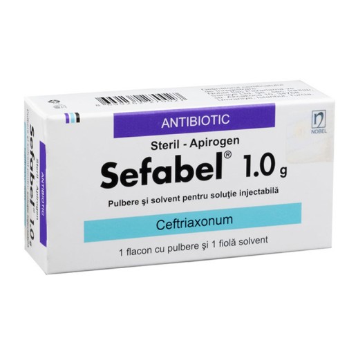 Сефабел 1г порошок для приг.р-ра для в/м введения + р-ль 3,5мл (Цефтриаксон)