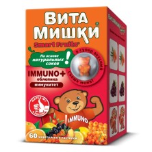 ВитаМишки Immuno + Облепиха и вит.D №60 жеват.пастилок с Апельс, персик, виног. и лимонным вк