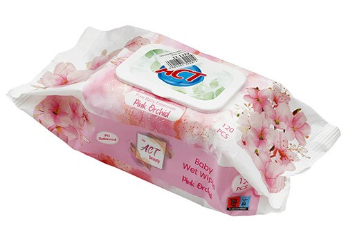 Салфетки влажные ACT Pink Orchid №120 с крышечкой