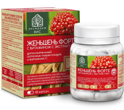 Жень-шень Форте с Витамином С №30 капс. БАД
