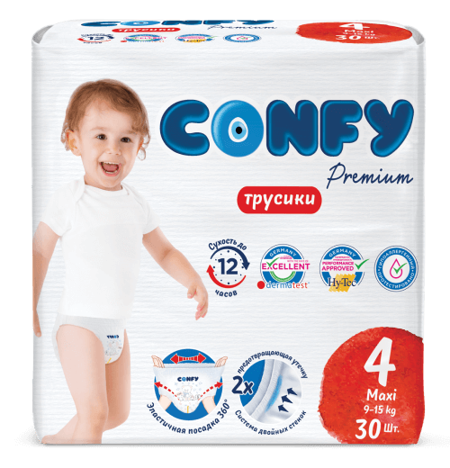 КОНФИ - Подгузники-трусики детские Premium Maxi 4 №30 (9-14кг)