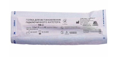Игла для установки подключичного катетера КВ-3 G15 (диаметр 2,0 х 1,5 мм, длина 120 мм)