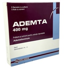 Адемта 400мг №5 лиоф.д/приг р-ра д/ин.+ р-ль 5мл №5 (Адеметионин) аналог-Гептрала