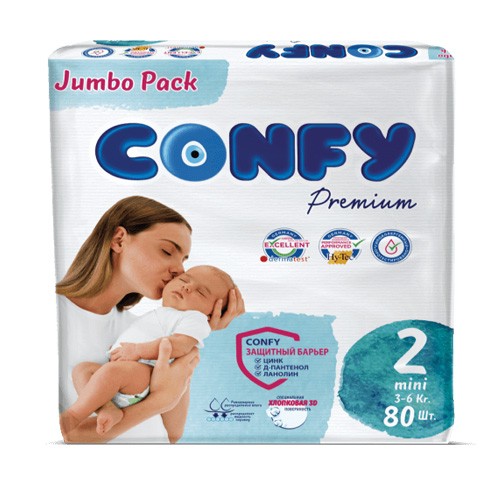 КОНФИ - Подгузники детские Premium Mini 2 №80 (3-6кг)
