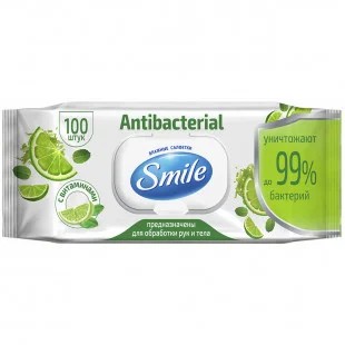 Салфетки влажные Smile антибак/c Витаминами №100