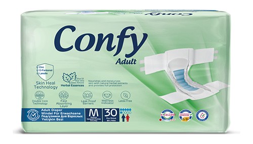 КОНФИ - Подгузники для взрослых Adult №30 (размер-M) талия: 85-125 см 6 капель